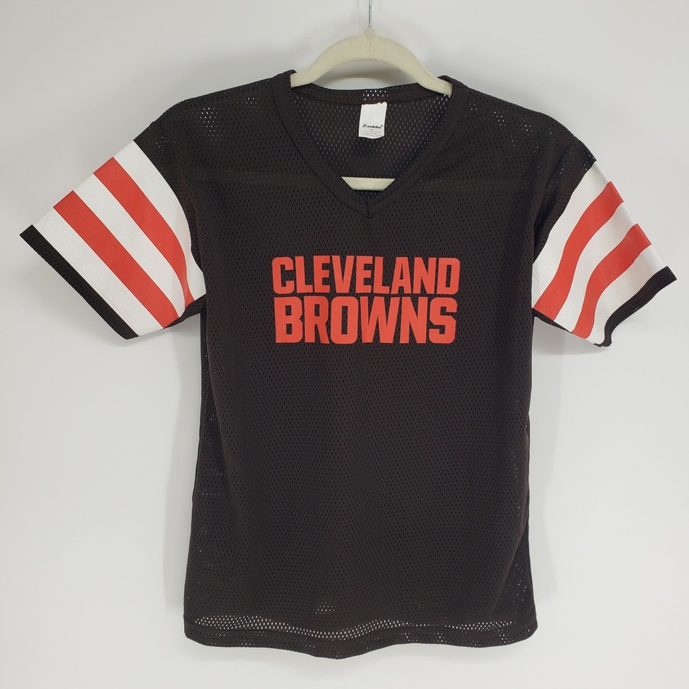 Vintage 90s Franklin Cleveland Browns Mesh Jersey Kids Size M Brown Football